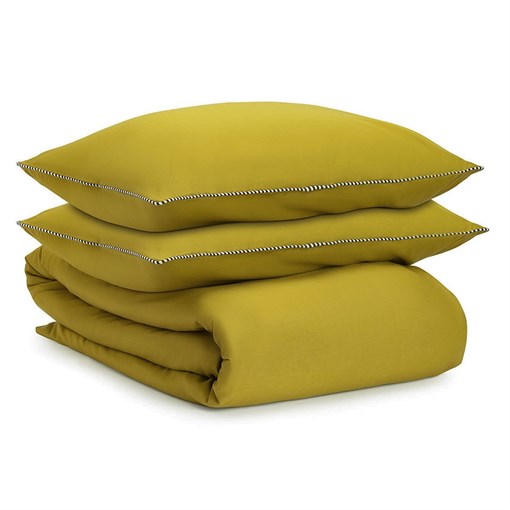 Комплект постельного белья оливкового цвета с контрастным кантом из коллекции Essential, 200х220 см - фото 403529