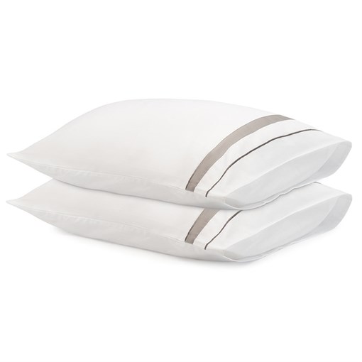 Набор из двух наволочек из сатина белого цвета с серым кантом из коллекции Essential, 50х70 см - фото 403548