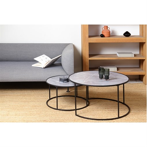 Набор столиков журнальных Hans, D60 см и D80 см, серые - фото 403793