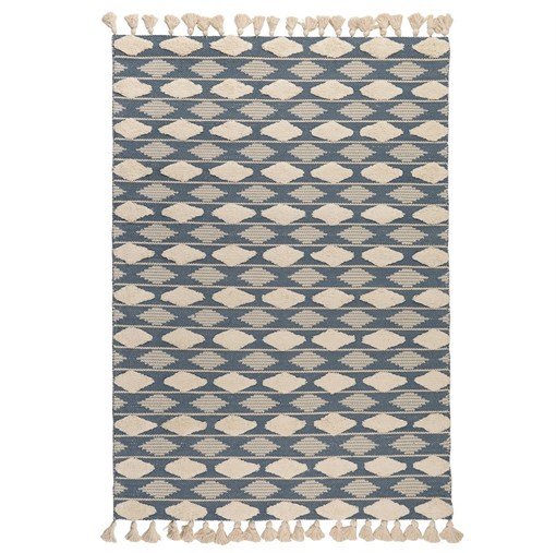 Ковер из хлопка синего цвета Argyle из коллекции Ethnic, 160х230 см - фото 404167