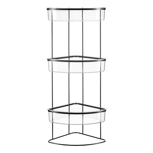 Полка напольная трехъярусная угловая Siv, черная - фото 404442