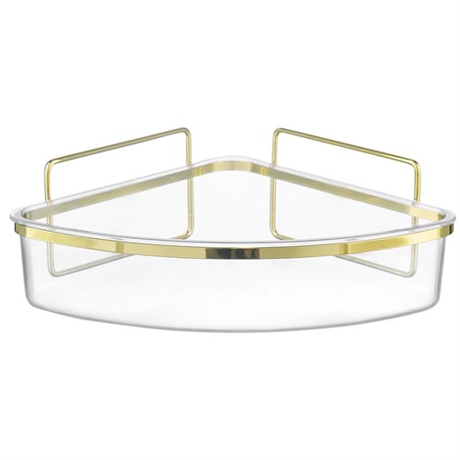 Полка для душа настенная угловая Siv, золотистая - фото 404471