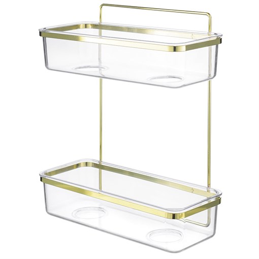 Полка для душа настенная двухъярусная Siv, золотистая - фото 404490