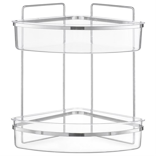 Полка для душа настенная двухъярусная угловая Siv, хром - фото 404498