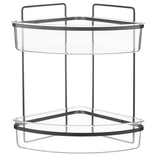 Полка для душа настенная двухъярусная угловая Siv, черная - фото 404504