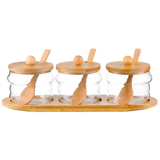 Набор из трех стеклянных банок для хранения, 300 мл - фото 404713