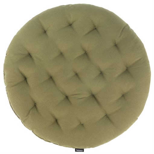 Подушка на стул круглая из хлопка оливкового цвета из коллекции Essential, 40 см - фото 404833
