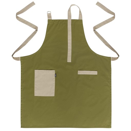 Фартук из хлопка оливкового цвета из коллекции Essential, 70х85 см - фото 404990