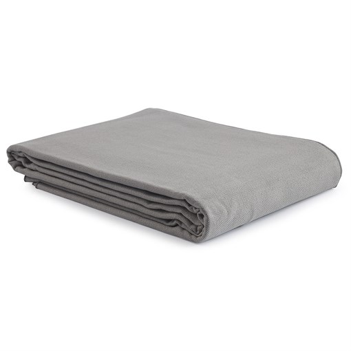 Покрывало из фактурного хлопка серого цвета с контрастным кантом из коллекции Essential, 180х250 см - фото 405062