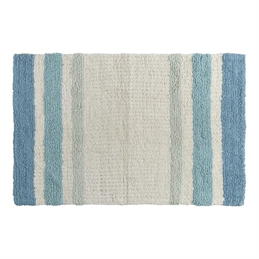 Коврик для ванной из хлопка с синей полоской коллекции Essential, 50х80 см - фото 405240