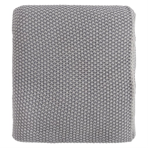 Плед из стираного хлопка серого цвета из коллекции Essential, 130х180 см - фото 405321