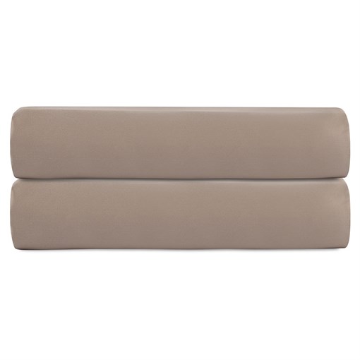 Простыня на резинке из сатина светло-коричневого цвета из коллекции Essential, 160х200х30 см - фото 406025