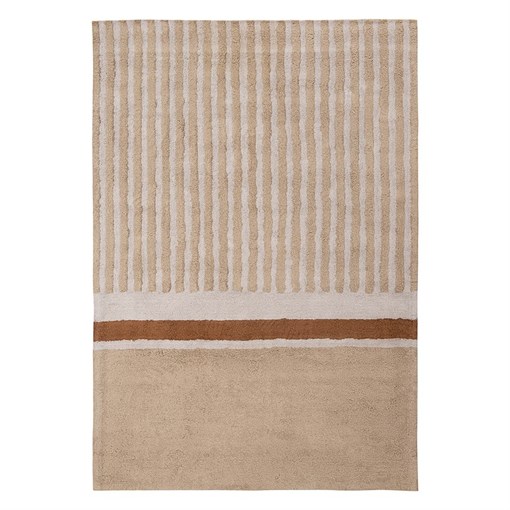 Ковер из хлопка с рисунком Tulip garden бежевого цвета из коллекции Terra, 160х230 см - фото 406099