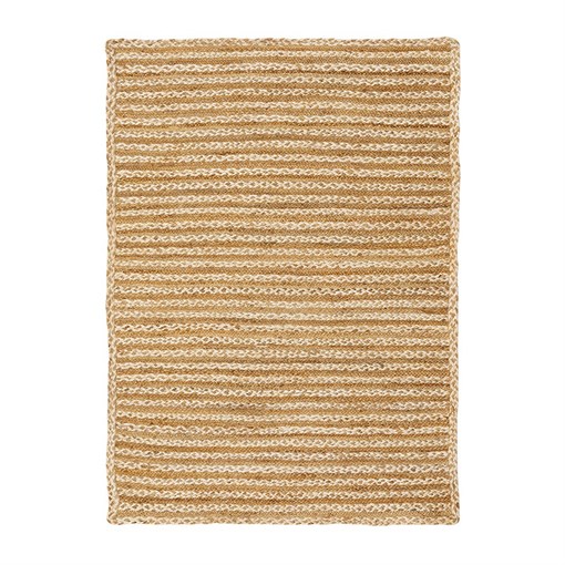 Ковер из джута бежевого цвета в полоску из коллекции Ethnic, 120х180 см - фото 406207