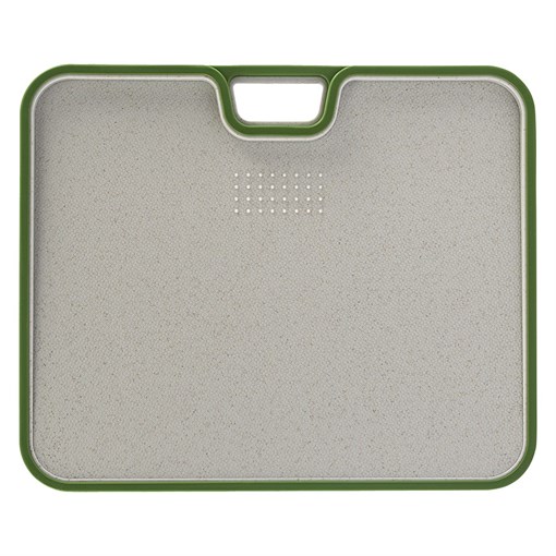 Доска разделочная из пшеничного волокна двусторонняя Ness, 34х28 см, светло-серая с зеленым кантом - фото 406405
