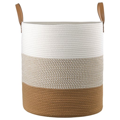 Корзина для хранения Moen D45х50 см, бежевая/горчичная - фото 406807