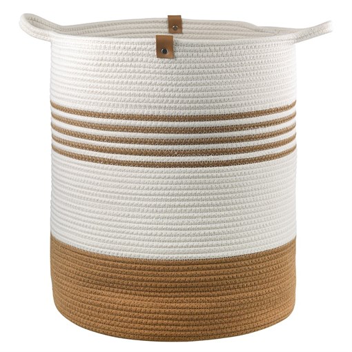 Корзина для хранения Thea D40х50 см, бежевая/горчичная - фото 406833