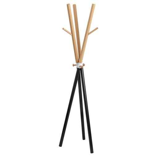 Вешалка напольная Amundsen, 172 см, черно-белая/натуральное дерево - фото 407612