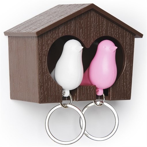 Держатель для ключей Duo Sparrow, коричневый/белый/розовый - фото 407852