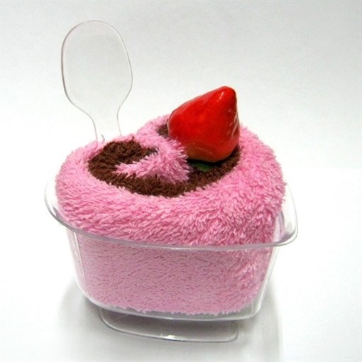 Полотенце-пирожное, 20х20 см, кофейный, розовый - фото 42840