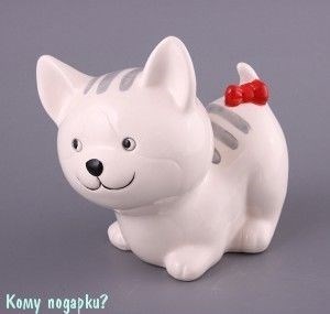 Копилка "Кошка белая", 14 см - фото 44034