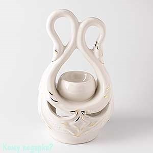 Аромалампа "Два лебедя", керамика, белый - фото 46819