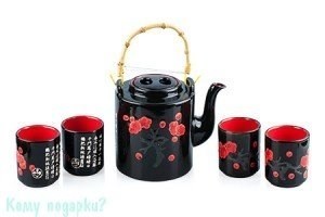 Набор чайный "Сакура", 11х13 см, чёрный - фото 50254