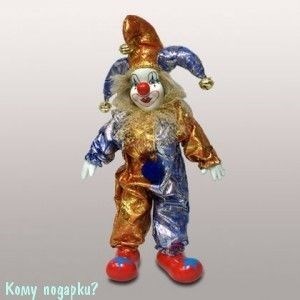Фигурка  музыкальная "Клоун", h=29 см, сине-золотой - фото 50650