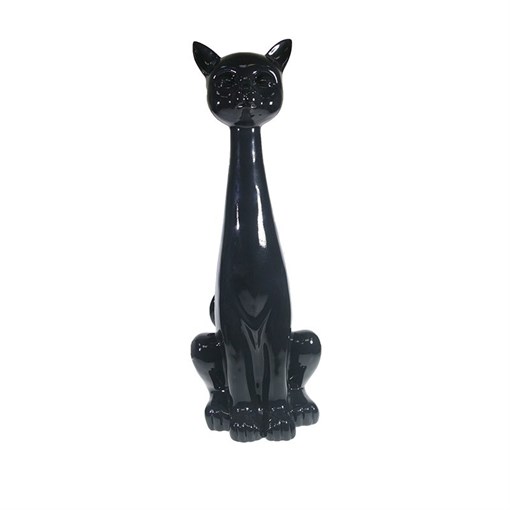 Фигура декоративная Кошка черная глянец L19W19H53см - фото 69626