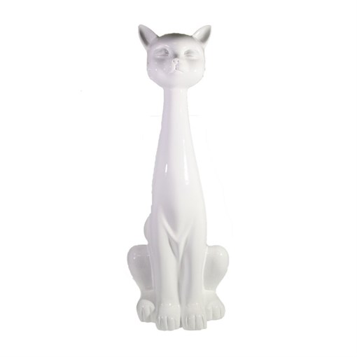 Фигура декоративная Кошка белая глянец L19W19H53см - фото 69627