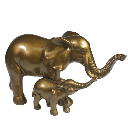 Фигура декоративная Слониха со слоненком цвет: бронза L22W9H12см - фото 69628