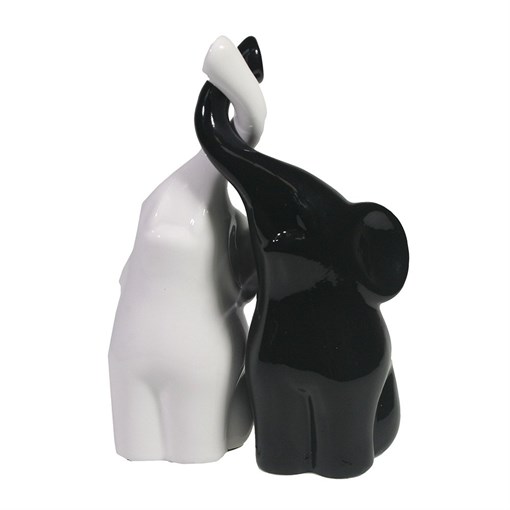 Фигура декоративная Пара слонов цвет: черный+белый глянец L6.5W12H16см - фото 69630