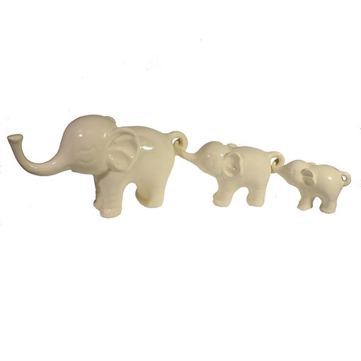 Фигура декоративная Семья слонов цвет: слоновая кость L57W15H8.5см - фото 69633