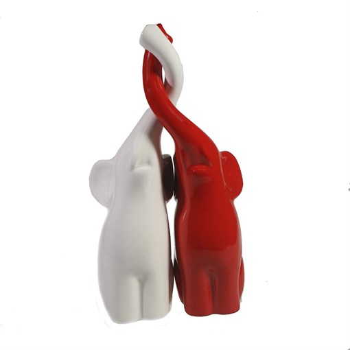 Фигура декоративная Пара слонов цвет: белый+красный глянец L9W14H26см - фото 69637