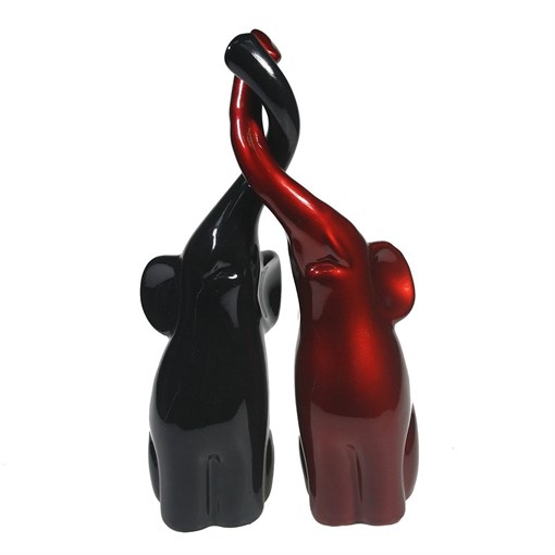 Фигура декоративная Пара слонов цвет: черный+бордовый глянец L9W14H26см - фото 69638