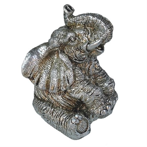 Фигура декоративная Слон цвет: серебро L10W9H13.5см - фото 69652