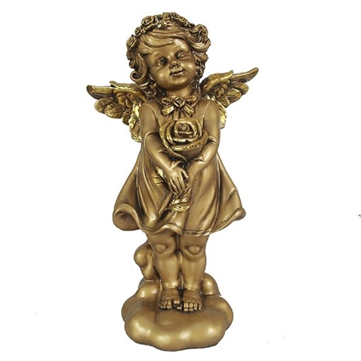 Фигурка декоративная Ангелочек счастья цвет: золото L14W9,5Н25см - фото 69808