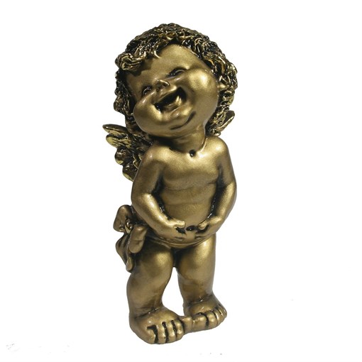 Фигура декоративная Счастливый ангелочек золотой L7W8H18см - фото 69815