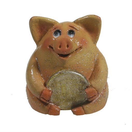 Фигура декоративная Свинка рубль бережет розоваяL4.5W5H5см - фото 69913