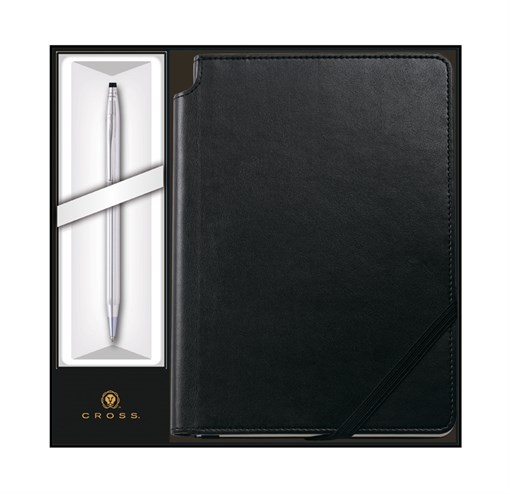 Набор: Шариковая ручка Classic Century Chrome и Записная книжка Journal Classic Black Кросс (Cross) 3502/1M - фото 92563