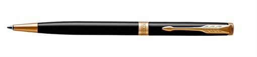 Ручка шариковая тонкая Essential Sonnet Laque Black GT Паркер (Parker) 1931498 - фото 96954