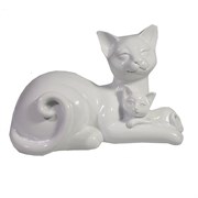 Фигура декоративная Кошка с котенком цвет: белый глянец L=18 W=10 H=12 см
