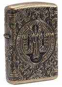 Зажигалка Зиппо (Zippo) Armor® с покрытием Antique Brass, латунь/сталь, золотистая, матовая, 36x12x56 мм