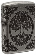 Зажигалка Зиппо (Zippo) Armor® с покрытием Antique Silver, латунь/сталь, серебристая, матовая, 36x12x56 мм
