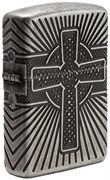 Зажигалка Зиппо (Zippo) Armor® с покрытием Antique Silver, латунь/сталь, серебристая, матовая, 36x12x56 мм
