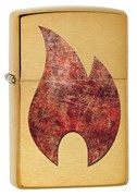 Зажигалка Zippo Rusty Flame с покрытием Brushed Brass, 29878