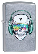 Зажигалка Zippo Skull Headphone с покрытием Street Chrome™, 29855