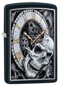 Зажигалка Zippo Skull Clock с покрытием Black Matte, 29854