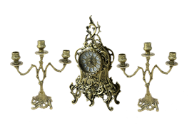 Часы Ласу каминные с канделябрами в наборе, золото BP-25038