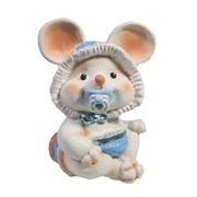 Фигурка декоративная Мышонок-малыш с пустышкой (белый) L6,5 W8 H9 см